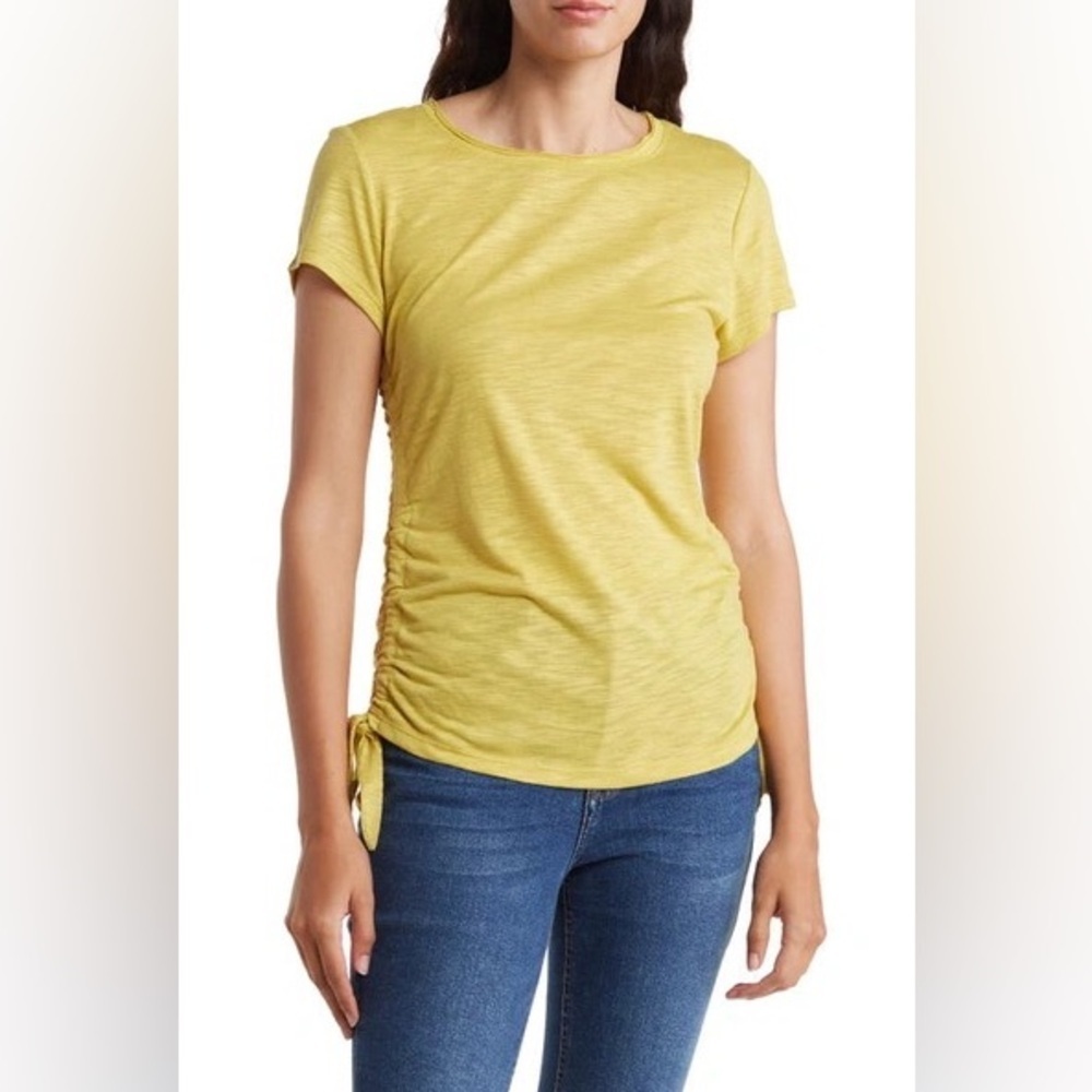 Philosophy by Republic Clothing Ruched Side Tie Top in Anjou Pear NWT Small